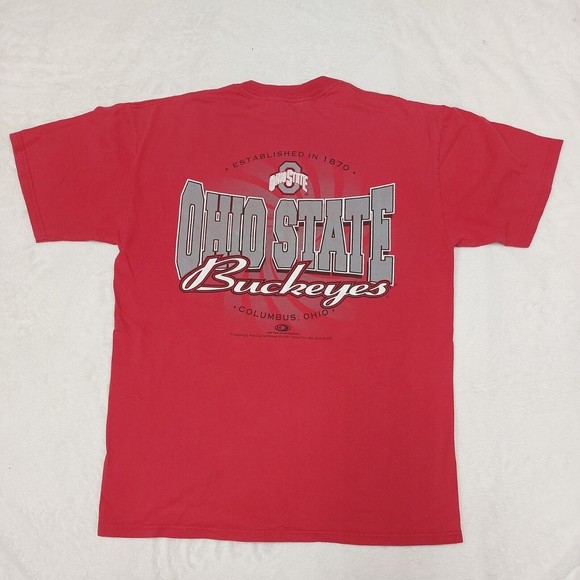 Vintage Jerzees 1998 Ohio State Buckeyes Size Large Scarlett & Gray T-Shirt - Picture 7 of 8